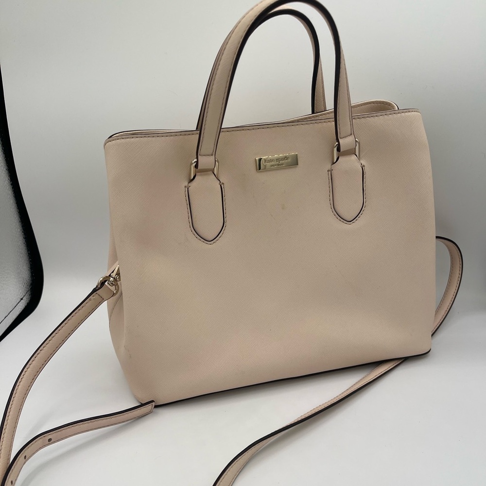 Kate Spade NY Blush Pink Leather Purse Women Structured Tote Bag Gold Hardware